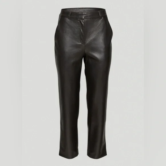 Aritzia Babaton Command Cropped Black Leather Pant Size 2 - Picture 4 of 12